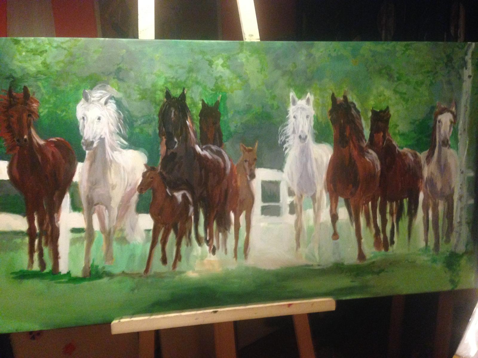 Monumentaal schilderij: paarden